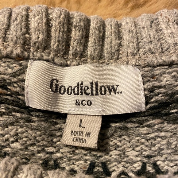 Goodfellow & Co. Men's Standard Fit Jacquard Sweater, Gravel Gray - Size Large - Picture 10 of 10